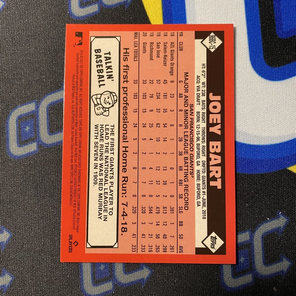 2021 Topps Chrome Joey Bart 1986 35th Anniversary Refractor Insert RC - Image 2 of 2