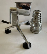 VTG  USA SALADMASTER FOOD PROCESSOR HAND CRANK W/ 9 CONES SLICER GRINDER GRATER