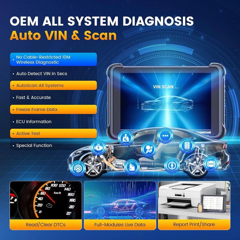 ThinkScan 689BT Car Diagnostic Tool Bidirectional OBD2 Scanner 34+ Services - Image 4 of 4