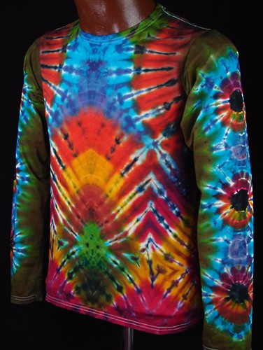 T-Shirt Gr.S - 5XL langarm handgefärbt Hippie Tie dye Batik Flower Power Goa NEU - Bild 2 von 3