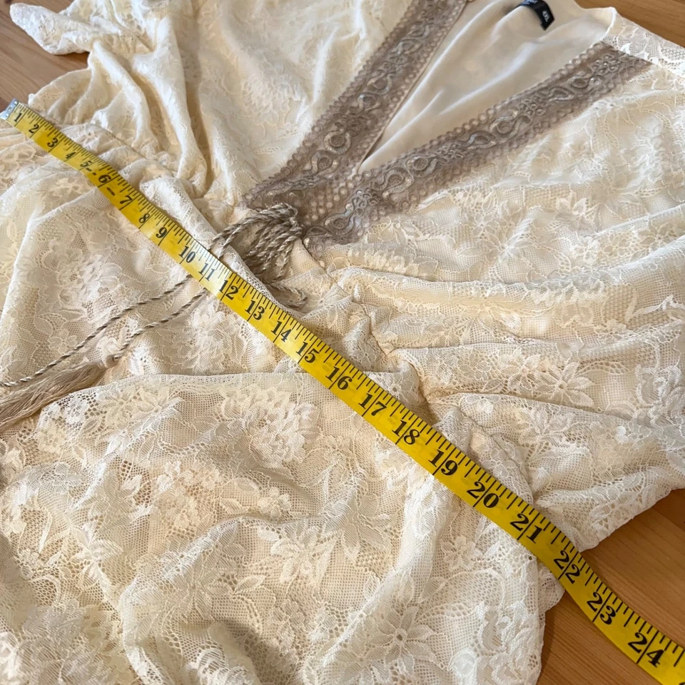 Vestido Mujer 4XL Renn Faire Boho Cottagecore Renacimiento Hada Encaje Superpuesto Marfil Foto 3 de 4