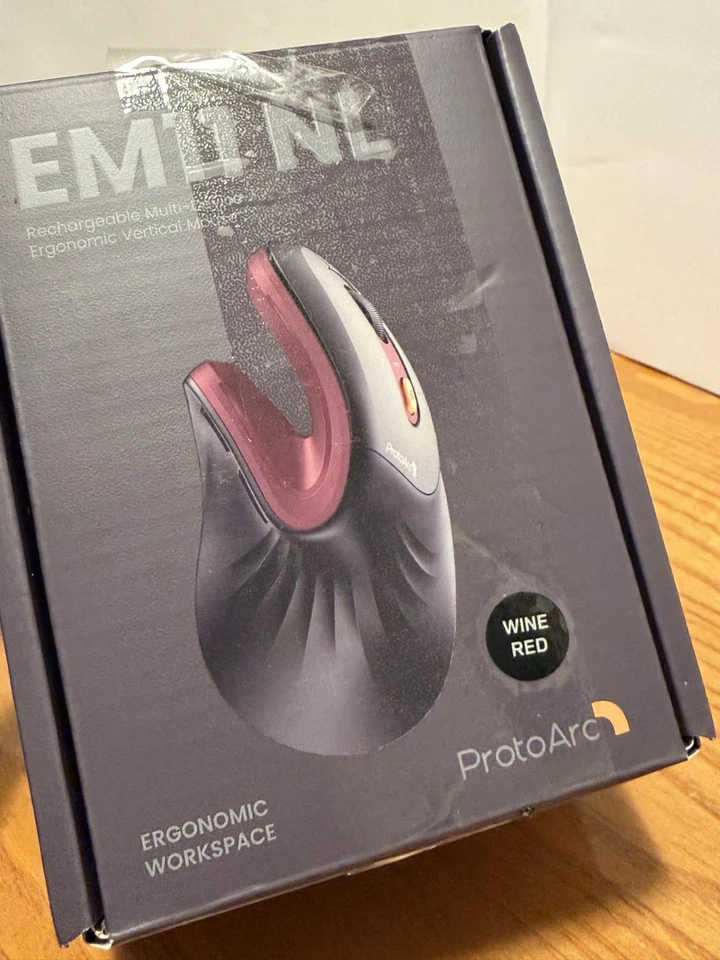 ProtoArc Ratón Vertical Ergonómico Recargable Multidispositivo, Rojo Vino EM11 Foto 2 de 4