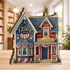 Personalized USA 250th Wooden Block Sign 1776-2026 Family Name Patriotic Decor