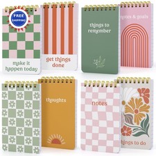 Aesthetic Pocket Notebooks Set Of 8 - Small 3x5 Spiral Notepads With Lined Pages