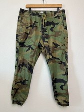 GAP Essential Jogger Pants Women Large Green Camo Cotton Blend Activewear
