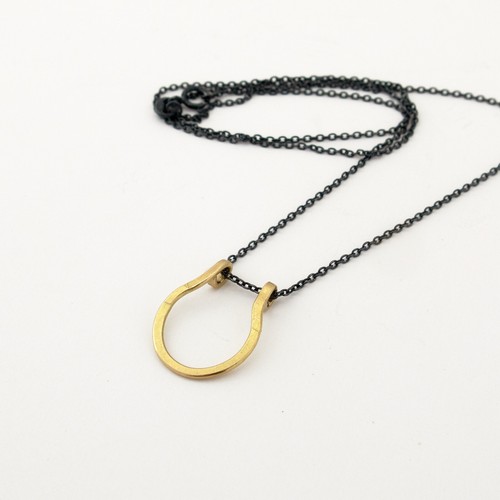 Gold Horseshoe Pendant, Hammered 14K Charm - Handmade Jewelry - Good Luck Charm - Picture 8 of 8