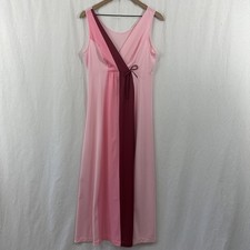 Shadowline Vintage Pink Colorblock Retro Nylon Nightgown Women s M Cottagecore