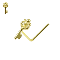 GlüCksschlüSsel 9Kt Gold Nasenstecker 9K 22G (0,6Mm) Echt Gerade L Gebogen Pi...