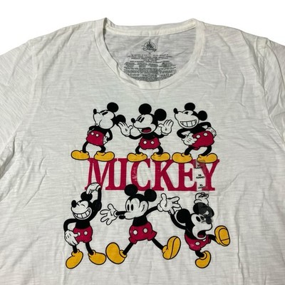 Disney T-Shirt Womens XL White Cotton Mickey Mouse Short Sleeve Travel Vacation