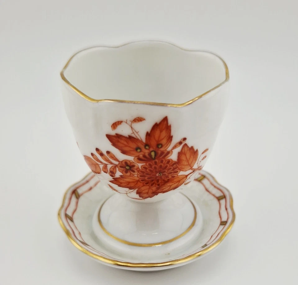 6 x Herend Apponyi Orange Eierbecher Eierteller mit Ablage AOG 265 Top 150 Years - Bild 3 von 4
