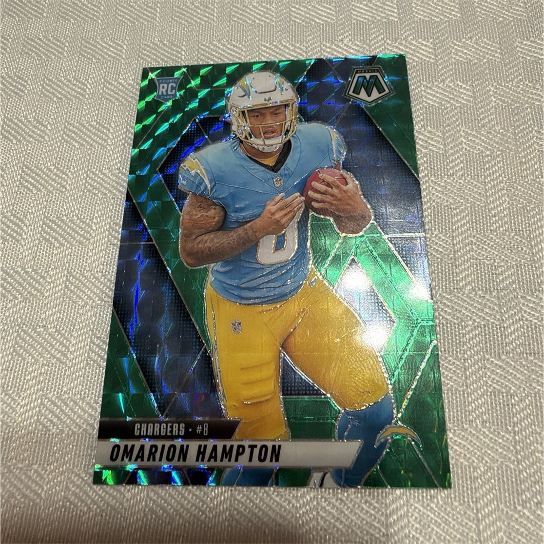 Panini 2025 Mosaic Rookies Omarion Hampton RC #335 Chargers Green Mosaic Prizm