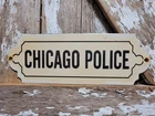 VINTAGE CHICAGO POLICE PORCELAIN SIGN OLD COPS OFFICERS DEPARTMENT STATION 14"