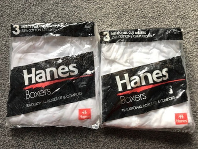 Hanes Vintage 1993 weiß Boxershorts Herren Größe Small 30/32 traditionell 2 Packungen