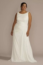 All over sequin aline scoop back wedding dress