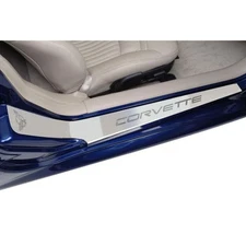 Door Sill Trim Kit Etched Emblem for 1997-2004 Chevy Corvette [Brushed]