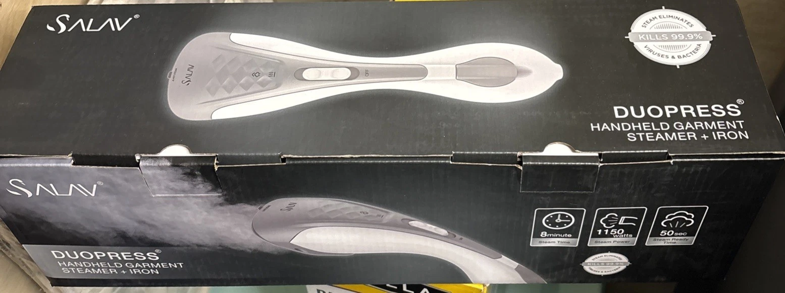 SALAV steamer- Duopress Handheld Garment Steamer and Iron HS-100 Silver NEW