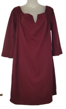 SHEIN CURVE Women's Red V Neck 3/4 Sleeve Dress Size 1X BG 11