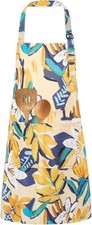 Floral Apron for with Pockets Adjustable Kitchen Cooking Chef Apron for Cooki...
