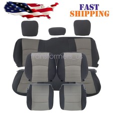 For 2009-2012 Dodge Ram 1500 Front Rear Bench Bottom Top Cloth Seat Cover