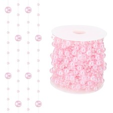 98 Feet Artificial Pearl String, Faux Pearl Beads Vases Filler, Pink
