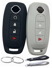 REPROTECTING Silicone Rubber Key Fob Cover Compatible with Nissan Black/Grey