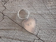 Bronze Guitar pick keyring - Tally mark - distressed guitar pick keyring -