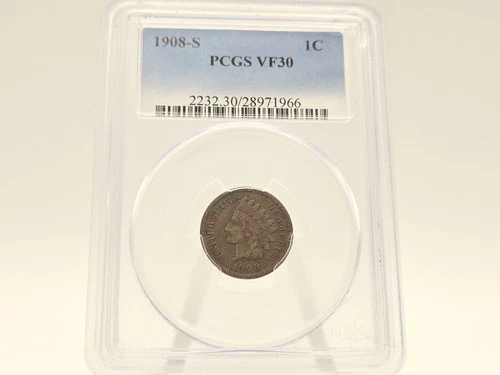 1908-S PCGS VF30 Indian Head Penny **KEY DATE, Great Specimen!** 1966
