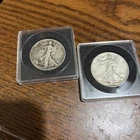 lot of two walking liberty coins silver with cases / 1939 - 1945