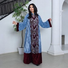 New Muslim Maxi Dress Eid Beading Velvet Loose Abaya Kaftan Evening Party Gowns
