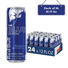 Red Bull Blue Edition Energy Drink, Blueberry, 80mg Caffeine, 12fl oz 24 Cans