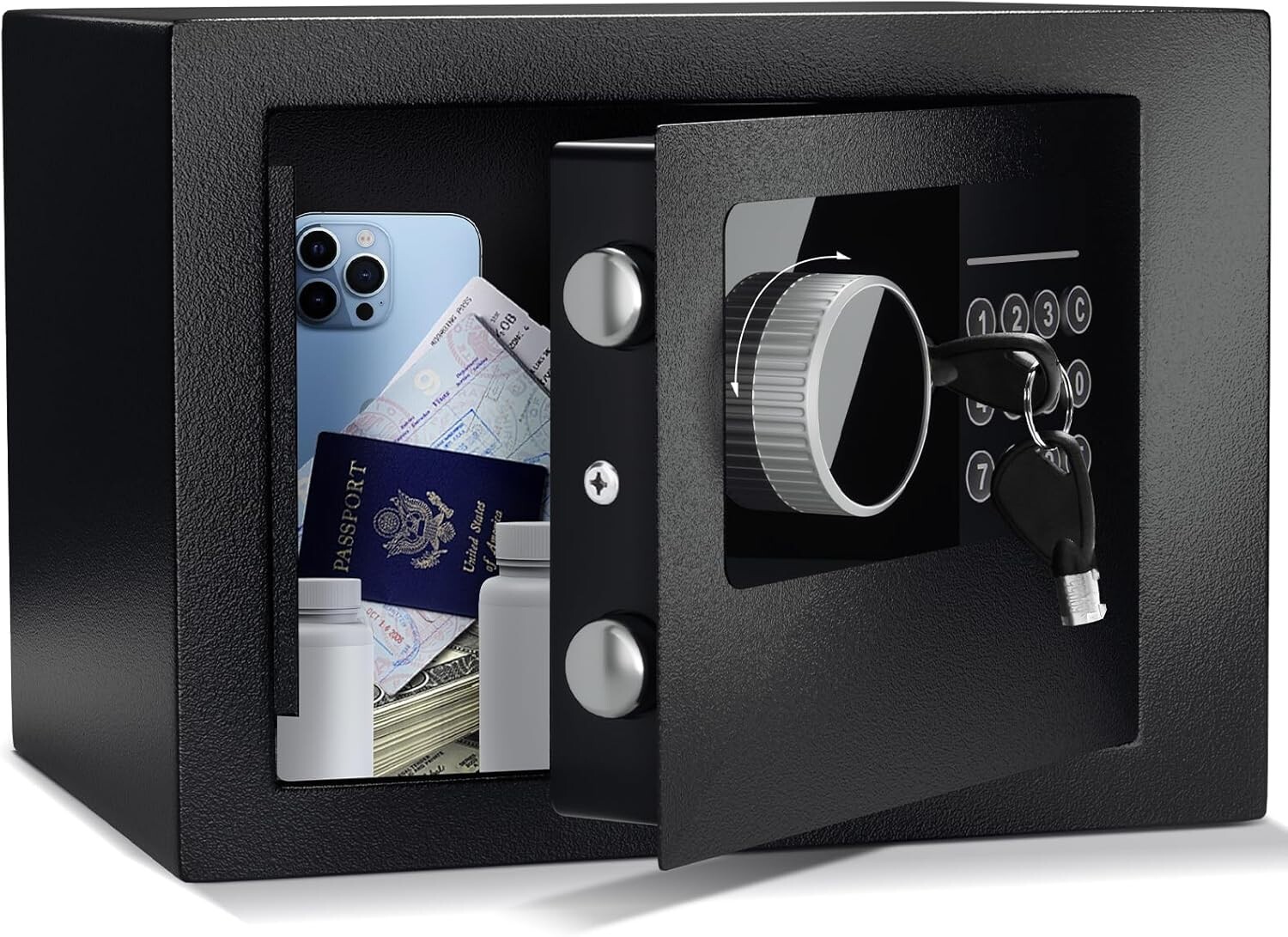 Coffre Fort Électronique 4.6L en Acier Noir | Mini Coffre-fort Numérique de Maison