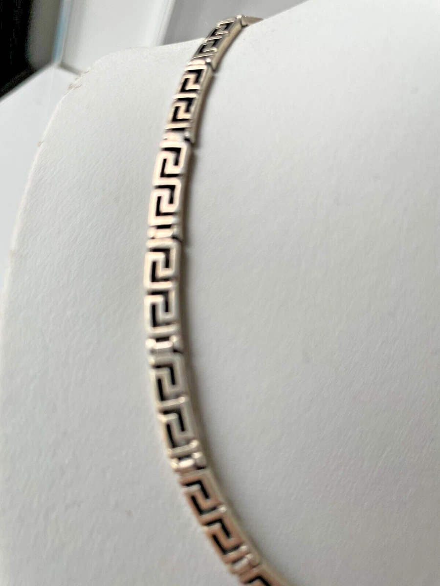Greek key necklace silver sale