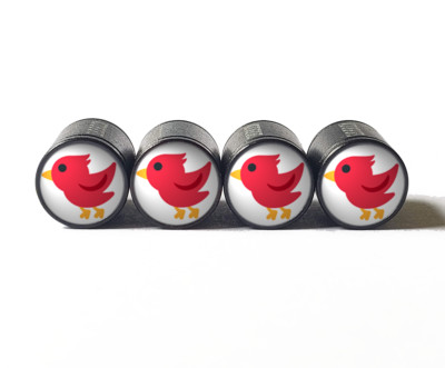 Red Bird Cardinal Tire Valve Stem Caps - Set of Four - Fits on All Vehicles
