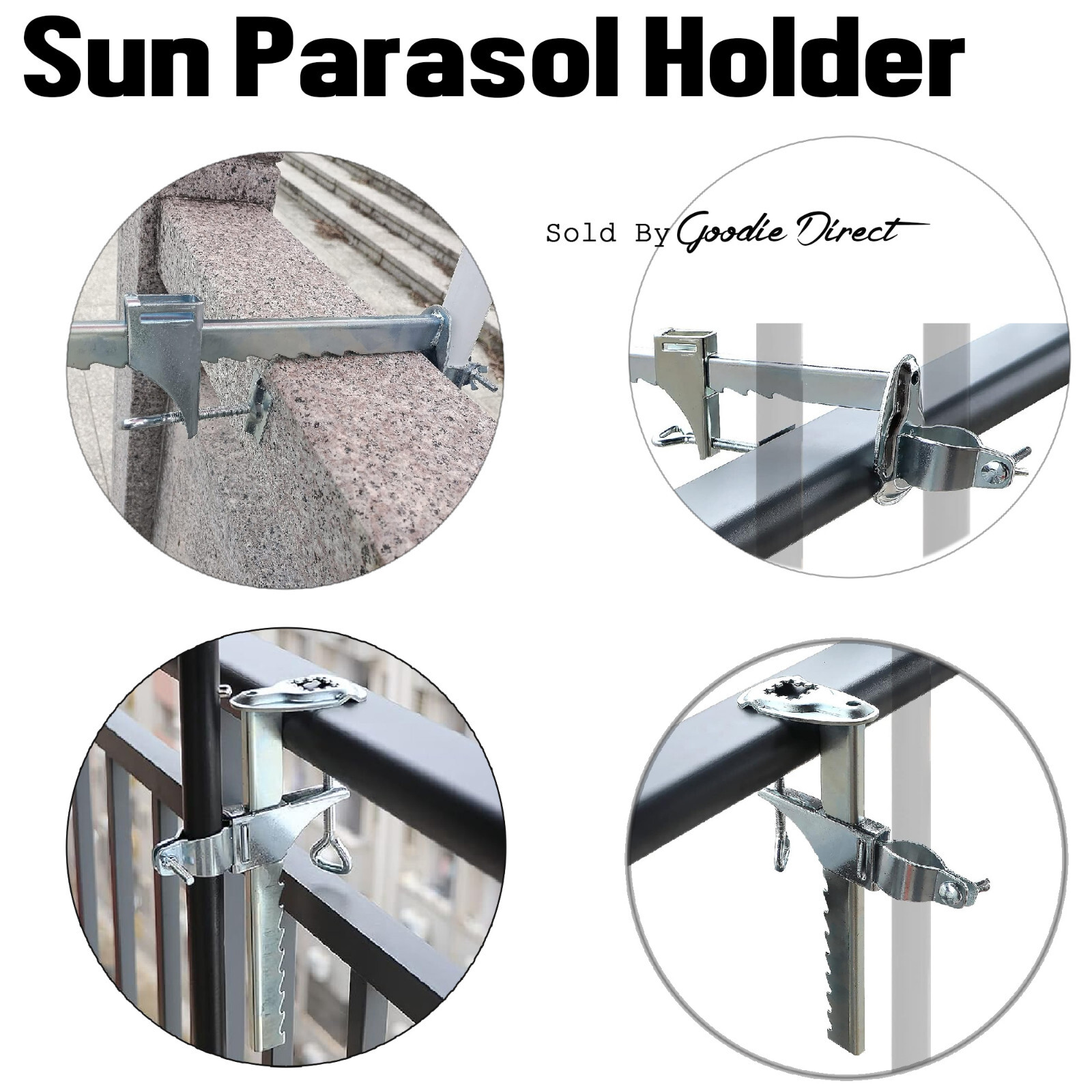 Outdoor Parasol Clamp Holder Balcony Deck Railing Umbrella Stand Heavy Duty UK