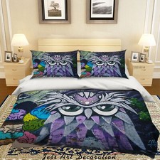 3D Graffiti Art Owl Quilt Cover Set Duvet Cover Bedding Pillowcases