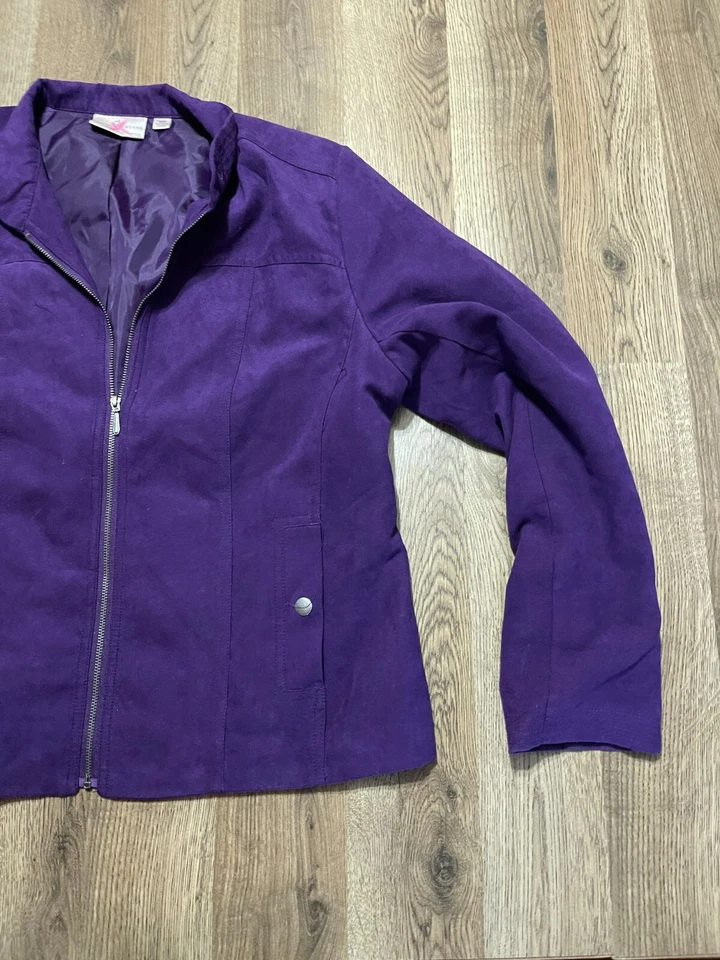 Studio Works Jacket, Women's Size 16P Petite, Purple, Full Zip Blazer, Velvet - Image 4 of 4