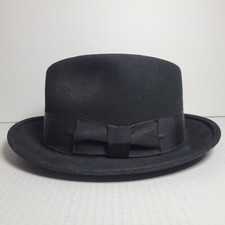 Dynafelt Fur Blend Water Repellant Fedora Black Made in USA 6 5/8 Wool Vintage