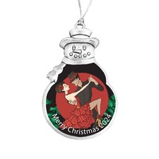 Tango Dancing 2024 Silver Metal Snowman Christmas Ornament Gift Dance