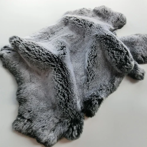 Genuine Rex Rabbit Skin Pelts Fur Hide Tanned Leather Craft Skin DIY Frost Black - Picture 7 of 8