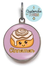 Cinnamon Roll Dog Tag – Cute Pastry Pet ID Tag with Custom Name & Text