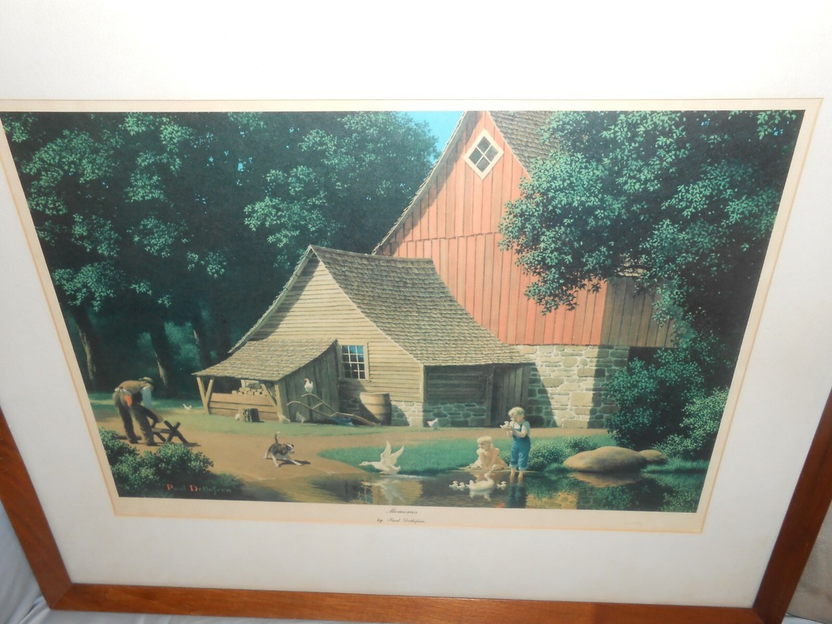 Vintage PAUL DETLEFSEN Print MEMORIES Matted & Framed 24 1/2