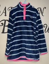 Girls Simply Southern Fleece Pullover Large Navy Blue Striped