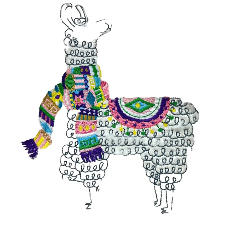 Funda de almohada Llama bordada frontal tela Minky Rosebud 16,5 x 16,5 pulgadas Foto 2 de 4