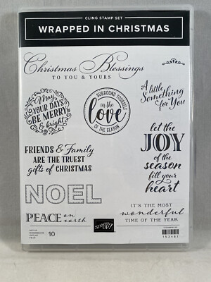 WRAPPED IN CHRISTMAS Stamp Set Stampin Up Noel Peace Love Joy Blessings H20