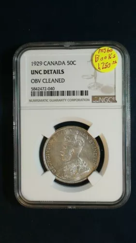 1929 Canada Fifty Cents NGC UNCIRCULATED SILVER 50C Coin BUY IT NOW!