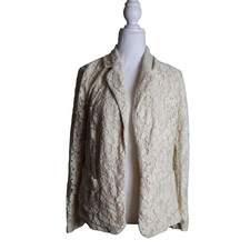 Chico's Cream Lace Blazer Size 2 Medium 