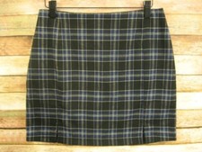 Vintage Plaid Mini Skirt Clueless Corpcore Academia Sz. 7 Blue Black Slit Hem