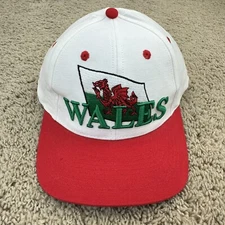 Wales Dragons Hat National Soccer Team Adjustable 2 Tone Red White Team Logo NOS