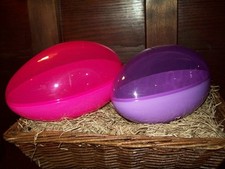 NEW SET/ 2 LARGE appx 7" FILLABLE EASTER EGG PLASTIC CONTAINER HOLDS CANDY GIFTS