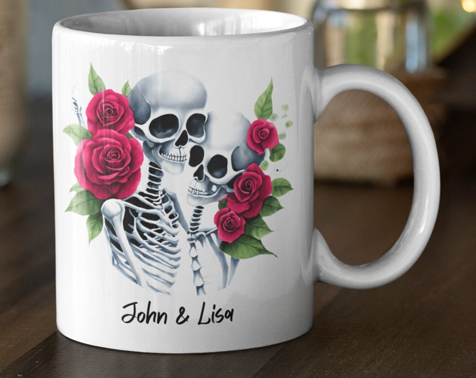 Gothic Skeleton Love Mug - Personalized Valentines Gift For Him